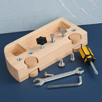 Wooden Busy Bus Toy- Montessori Screw Driver Board Nuts Bolts