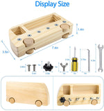 Wooden Busy Bus Toy- Montessori Screw Driver Board Nuts Bolts